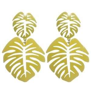 *CYBELE* Yellow Leaf Shaped Hollow Design Fashion Earrings